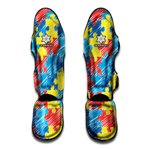 Autism Awareness Drawing Puzzle Print Muay Thai Shin Guard