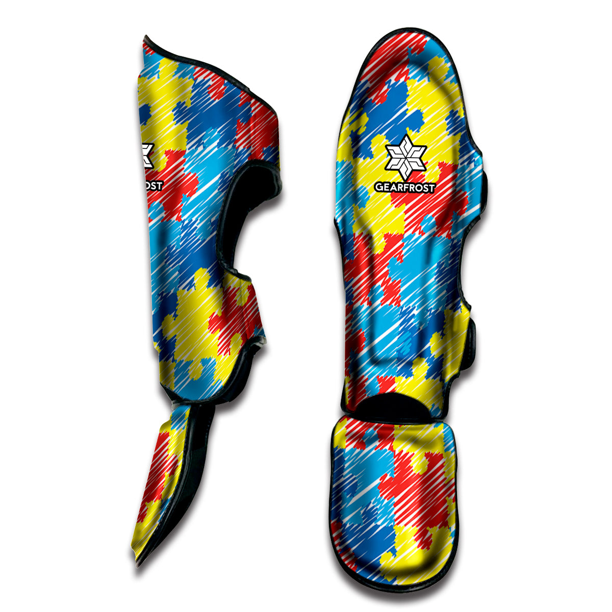 Autism Awareness Drawing Puzzle Print Muay Thai Shin Guard