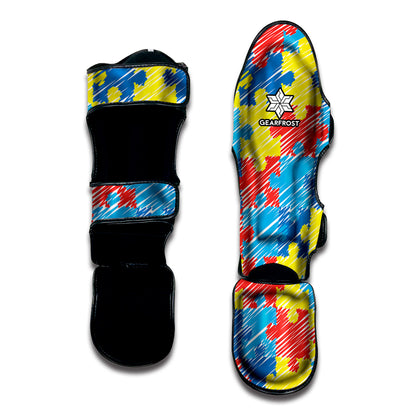 Autism Awareness Drawing Puzzle Print Muay Thai Shin Guard