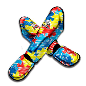 Autism Awareness Drawing Puzzle Print Muay Thai Shin Guard