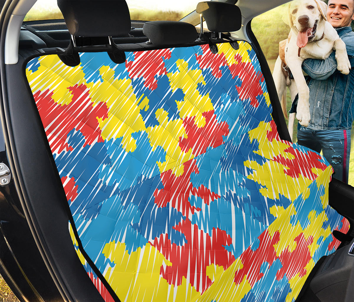 Autism Awareness Drawing Puzzle Print Pet Car Back Seat Cover