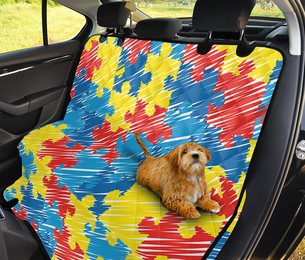 Autism Awareness Drawing Puzzle Print Pet Car Back Seat Cover