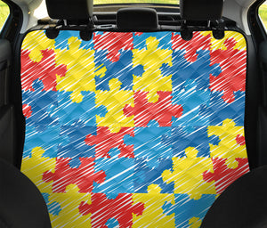 Autism Awareness Drawing Puzzle Print Pet Car Back Seat Cover