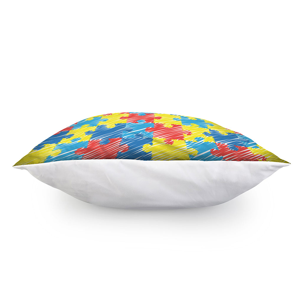 Autism Awareness Drawing Puzzle Print Pillow Cover