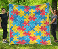 Autism Awareness Drawing Puzzle Print Quilt