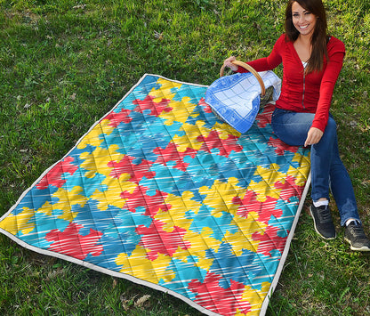 Autism Awareness Drawing Puzzle Print Quilt