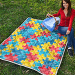 Autism Awareness Drawing Puzzle Print Quilt