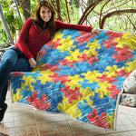 Autism Awareness Drawing Puzzle Print Quilt