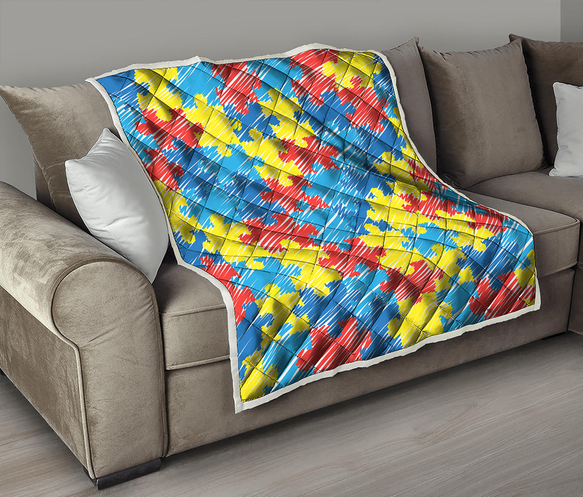 Autism Awareness Drawing Puzzle Print Quilt
