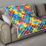 Autism Awareness Drawing Puzzle Print Quilt