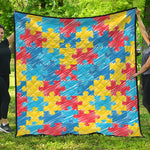 Autism Awareness Drawing Puzzle Print Quilt