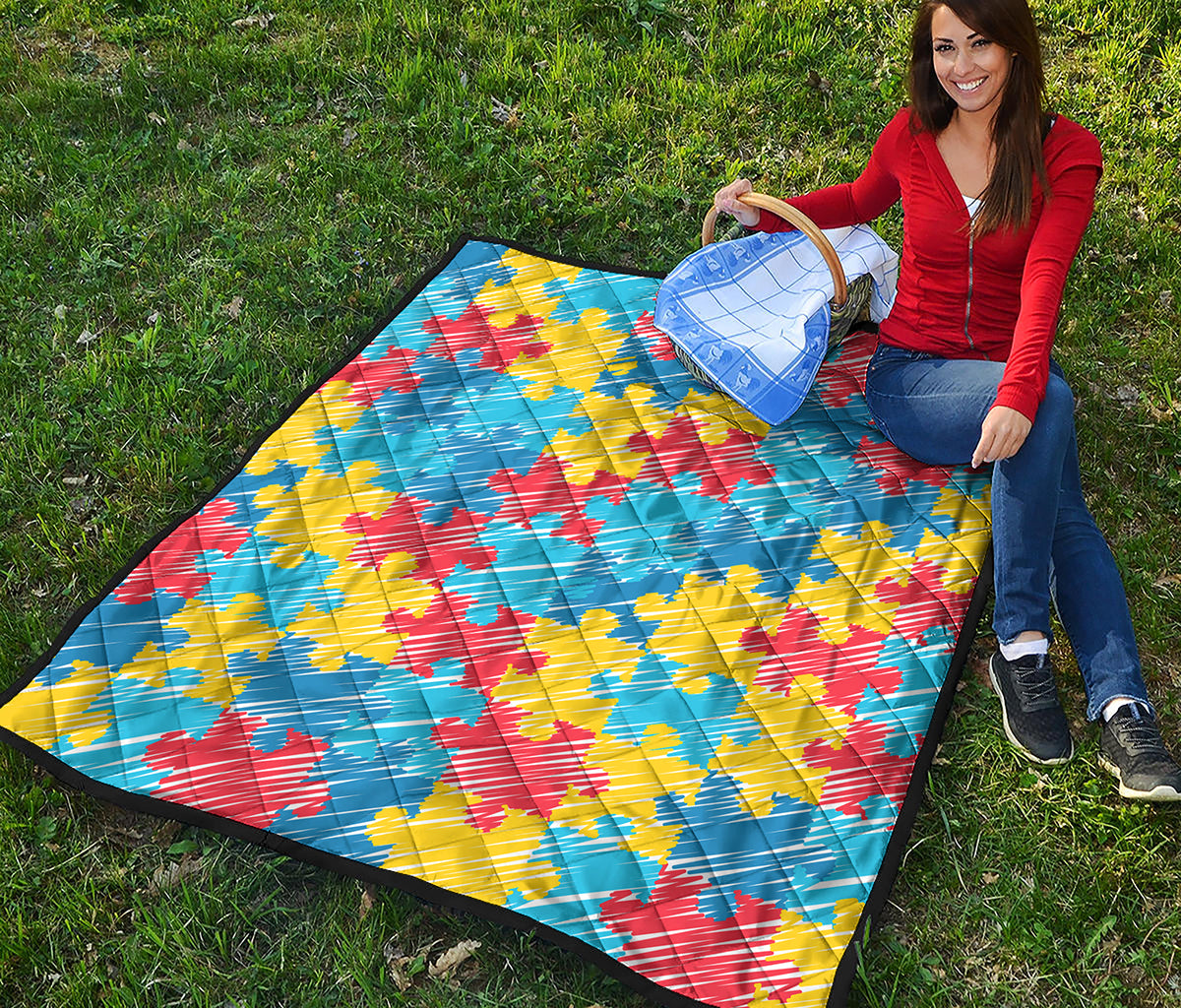 Autism Awareness Drawing Puzzle Print Quilt