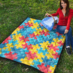 Autism Awareness Drawing Puzzle Print Quilt