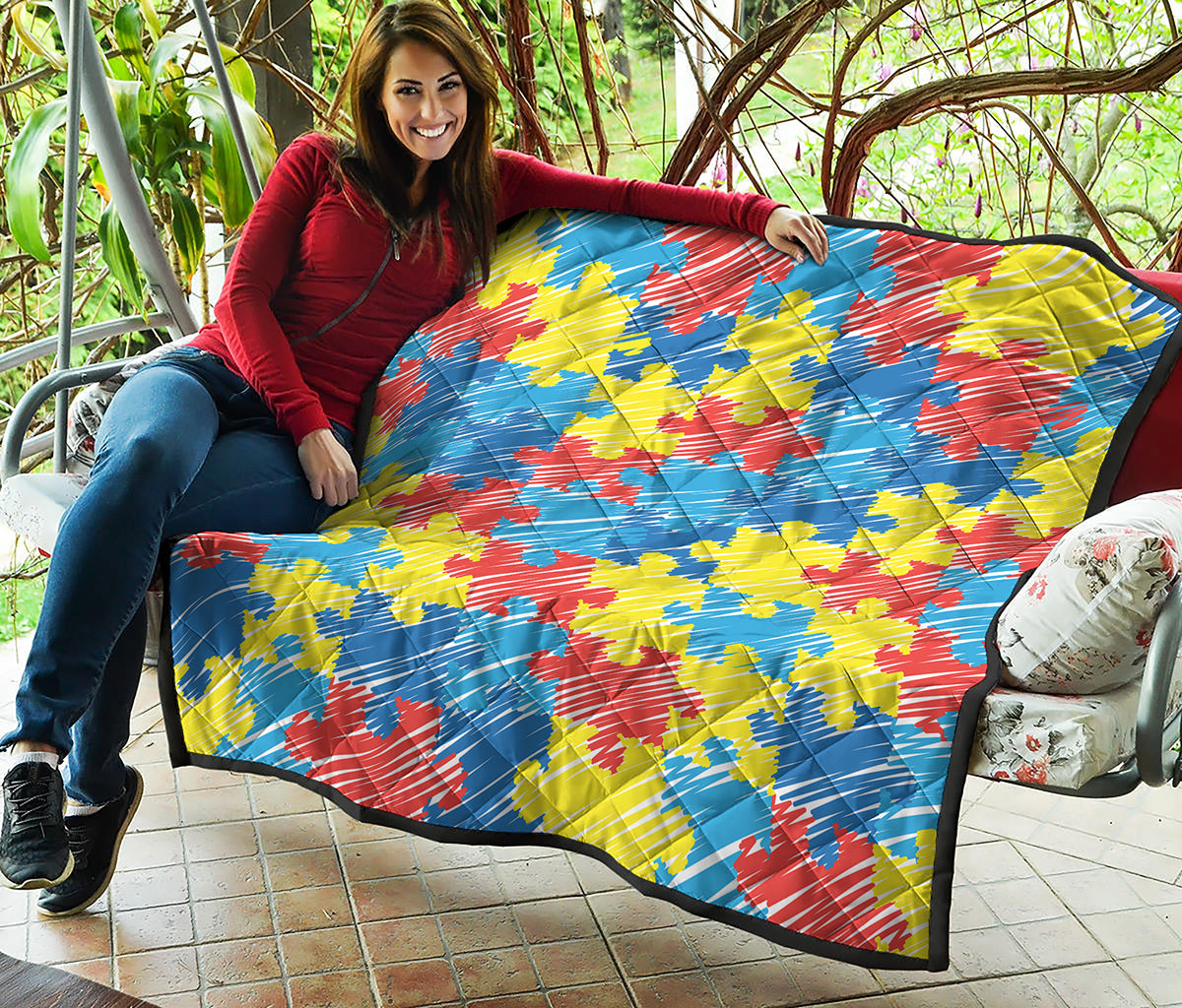 Autism Awareness Drawing Puzzle Print Quilt