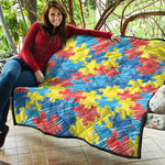 Autism Awareness Drawing Puzzle Print Quilt