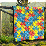 Autism Awareness Drawing Puzzle Print Quilt
