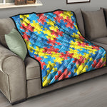 Autism Awareness Drawing Puzzle Print Quilt