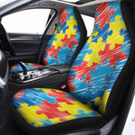 Autism Awareness Drawing Puzzle Print Universal Fit Car Seat Covers