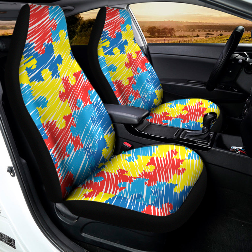 Autism Awareness Drawing Puzzle Print Universal Fit Car Seat Covers