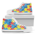 Autism Awareness Drawing Puzzle Print White High Top Sneakers