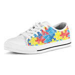 Autism Awareness Drawing Puzzle Print White Low Top Shoes