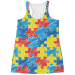 Autism Awareness Drawing Puzzle Print Women's Racerback Tank Top