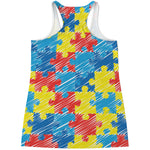 Autism Awareness Drawing Puzzle Print Women's Racerback Tank Top
