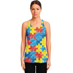 Autism Awareness Drawing Puzzle Print Women's Racerback Tank Top