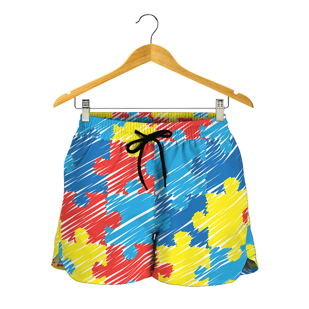 Autism Awareness Drawing Puzzle Print Women's Shorts