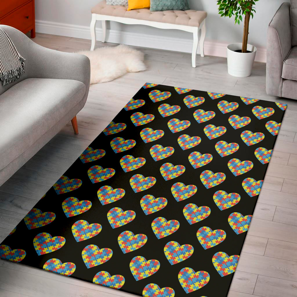 Autism Awareness Heart Pattern Print Area Rug