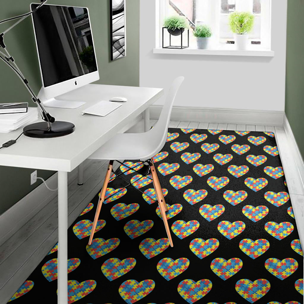 Autism Awareness Heart Pattern Print Area Rug