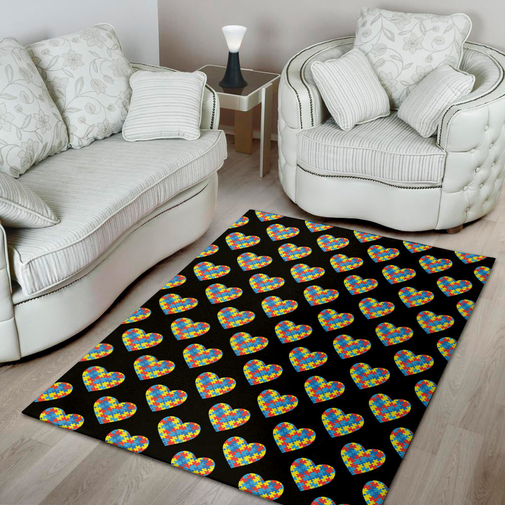 Autism Awareness Heart Pattern Print Area Rug