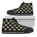 Autism Awareness Heart Pattern Print Black High Top Sneakers