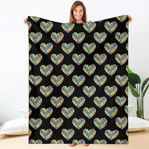 Autism Awareness Heart Pattern Print Blanket