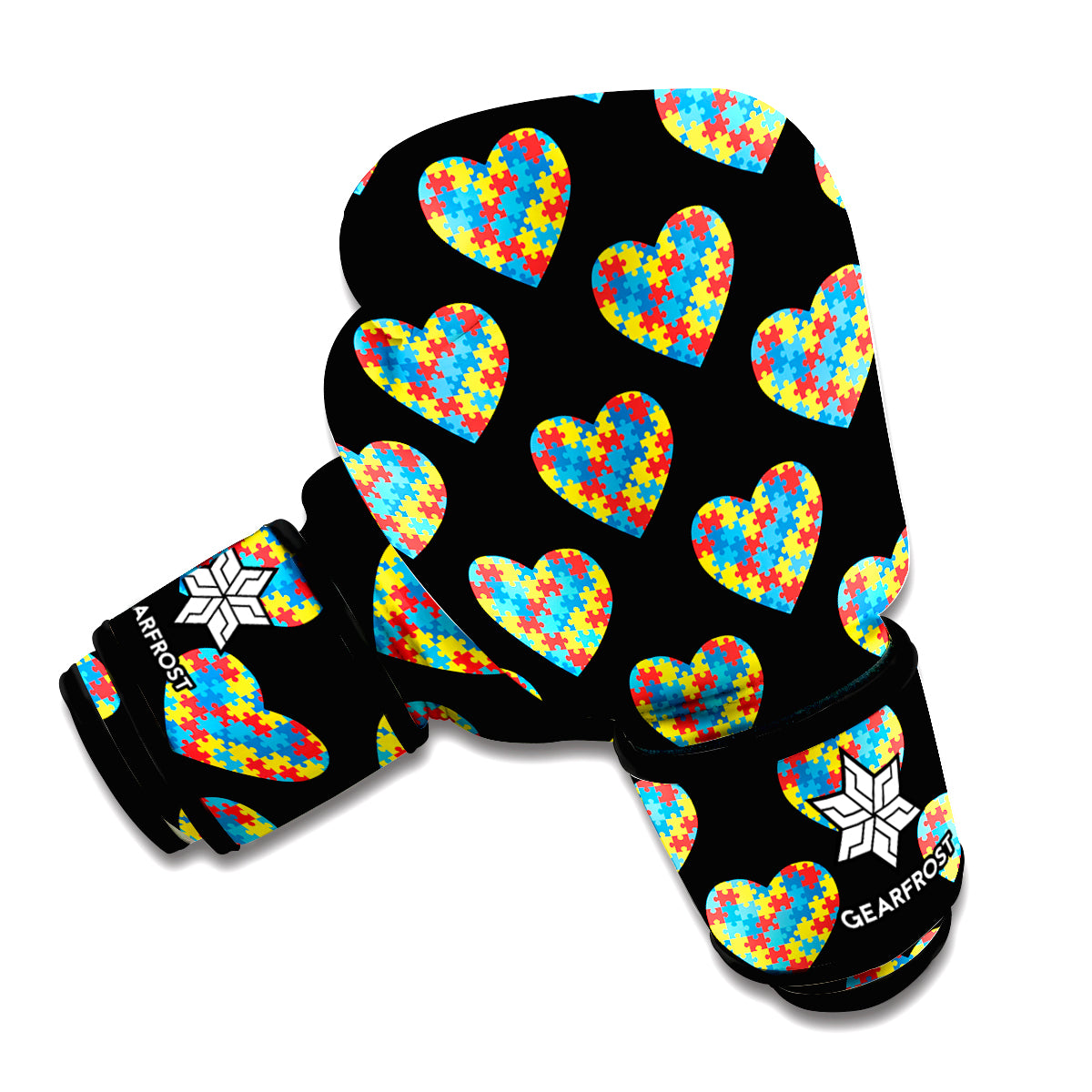 Autism Awareness Heart Pattern Print Boxing Gloves