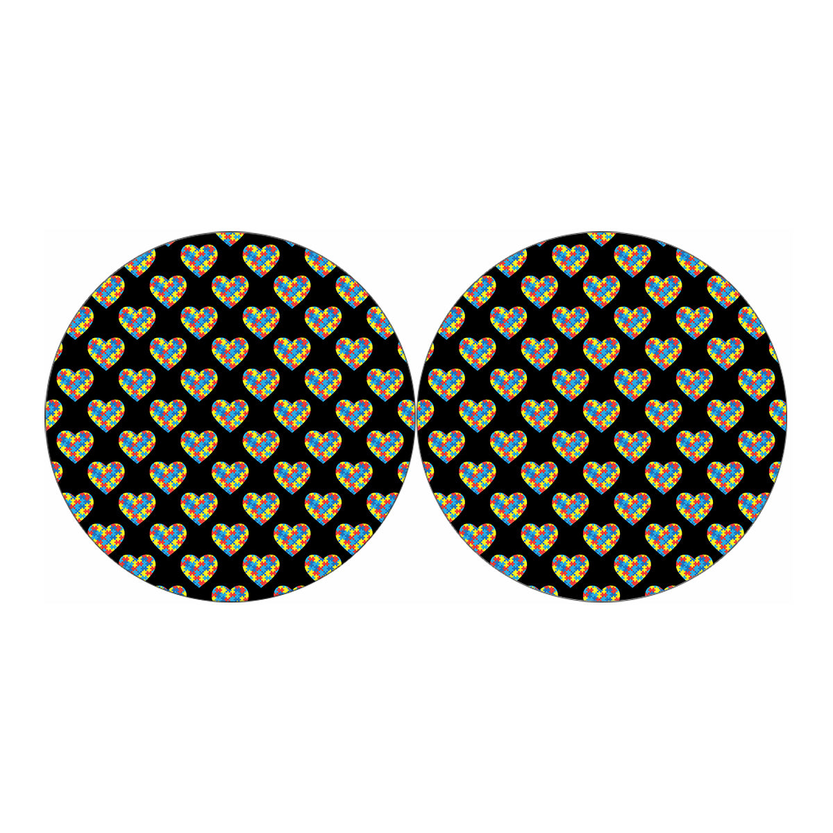 Autism Awareness Heart Pattern Print Car Coasters