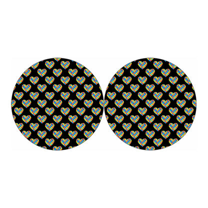 Autism Awareness Heart Pattern Print Car Coasters
