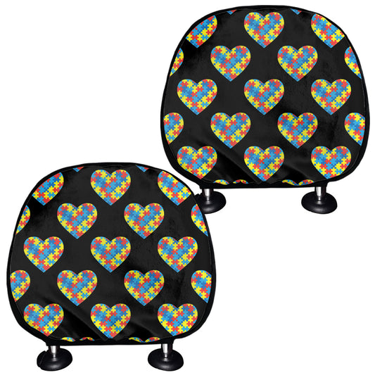 Autism Awareness Heart Pattern Print Car Headrest Covers