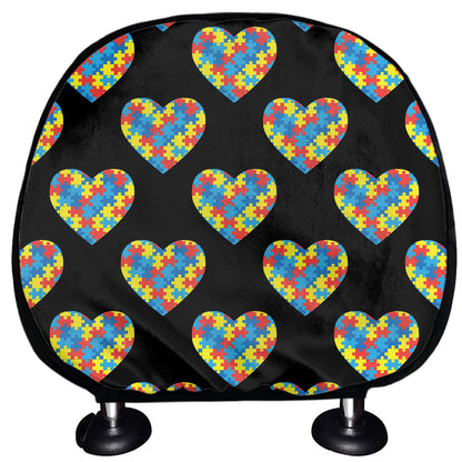 Autism Awareness Heart Pattern Print Car Headrest Covers