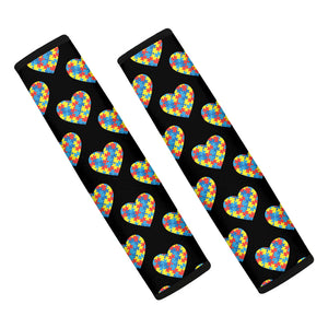 Autism Awareness Heart Pattern Print Car Seat Belt Covers