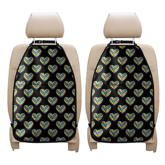 Autism Awareness Heart Pattern Print Car Seat Organizers