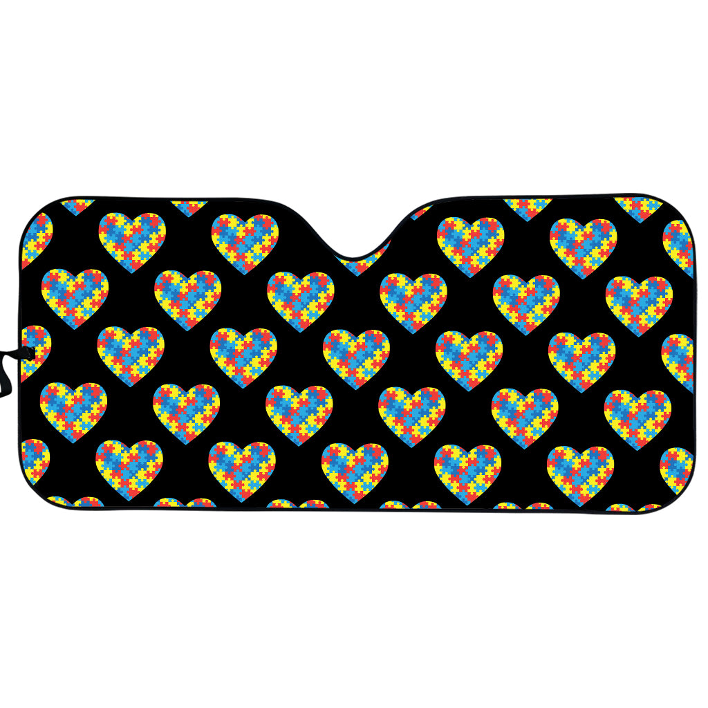 Autism Awareness Heart Pattern Print Car Sun Shade