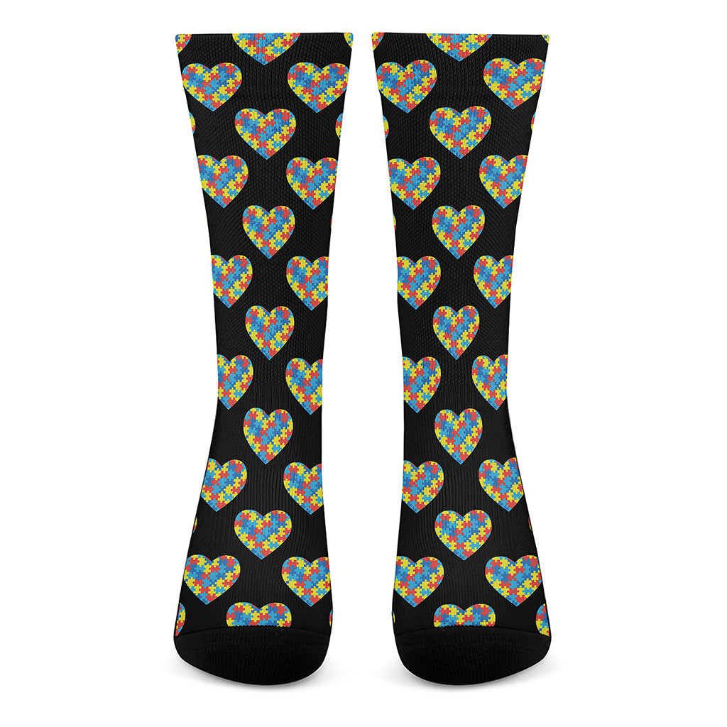 Autism Awareness Heart Pattern Print Crew Socks