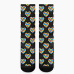 Autism Awareness Heart Pattern Print Crew Socks