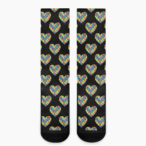 Autism Awareness Heart Pattern Print Crew Socks