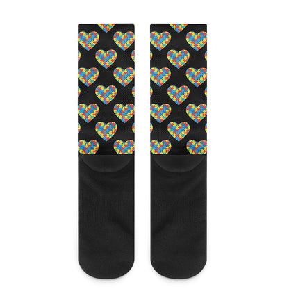 Autism Awareness Heart Pattern Print Crew Socks