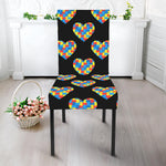 Autism Awareness Heart Pattern Print Dining Chair Slipcover