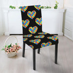 Autism Awareness Heart Pattern Print Dining Chair Slipcover