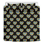 Autism Awareness Heart Pattern Print Duvet Cover Bedding Set