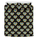 Autism Awareness Heart Pattern Print Duvet Cover Bedding Set